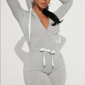 Fashion Nova Chill Day Long Sleeve Jumpsuit - Heather Grey